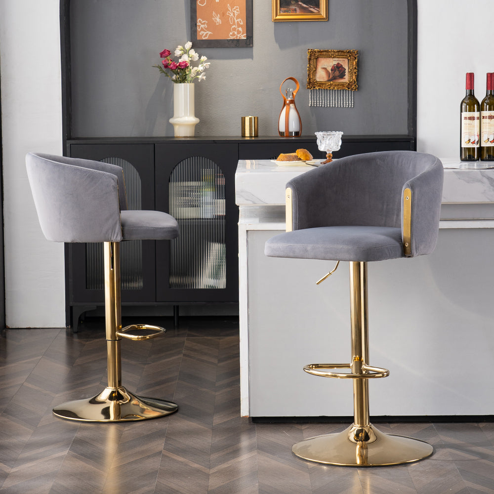 Modern Adjustable Bar Stools with Back – 360° Swivel, Height Adjustable