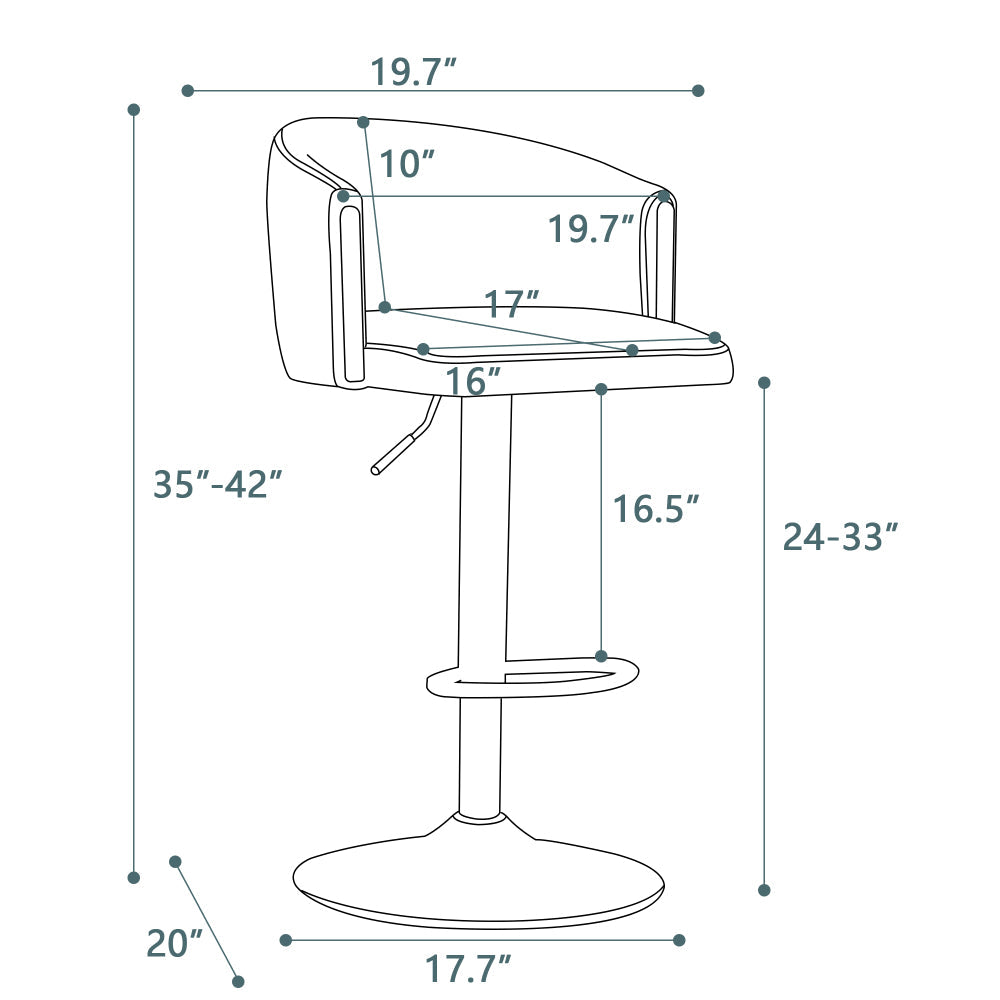 Modern Adjustable Bar Stools with Back – 360° Swivel, Height Adjustable