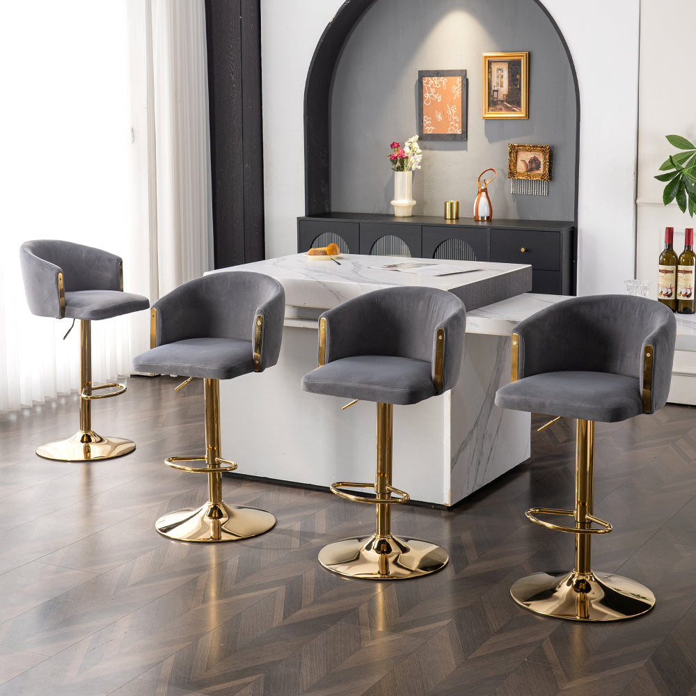 Modern Adjustable Bar Stools with Back – 360° Swivel, Height Adjustable