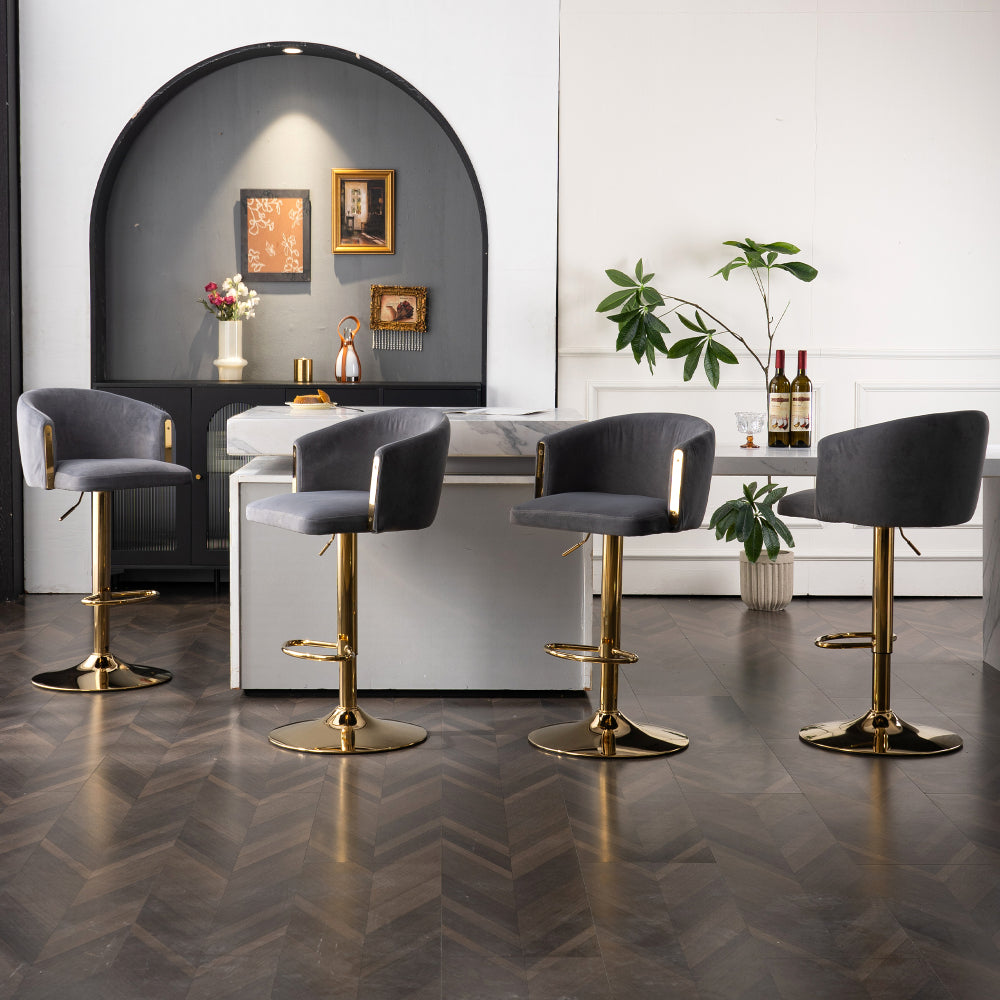 Modern Adjustable Bar Stools with Back – 360° Swivel, Height Adjustable