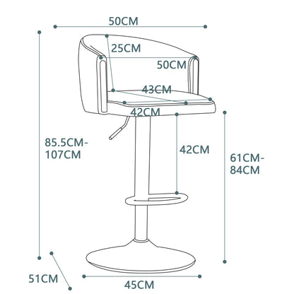 Modern Adjustable Bar Stools with Back – 360° Swivel, Height Adjustable