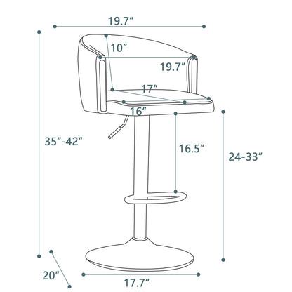 Modern Adjustable Bar Stools with Back – 360° Swivel, Height Adjustable
